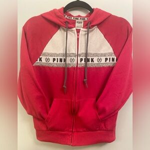 PINK Victoria's Secret Red and White Hoodie